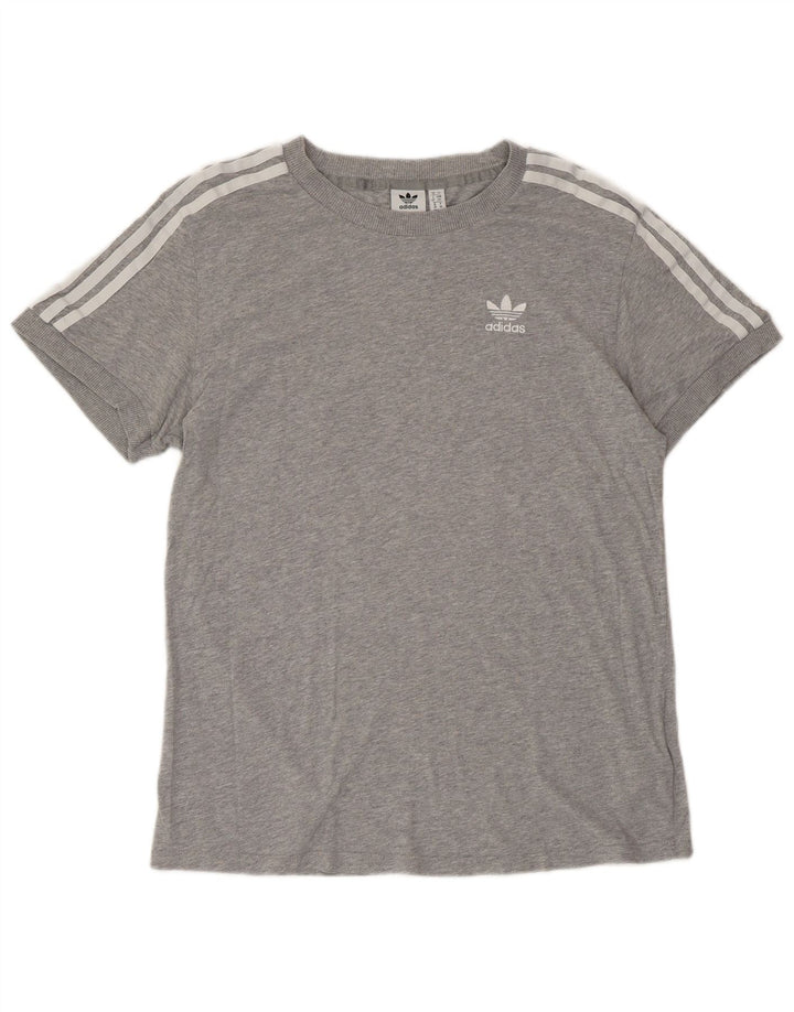 ADIDAS Dame Oversized T-Shirt Top UK 10 Lille Grå Bomuld