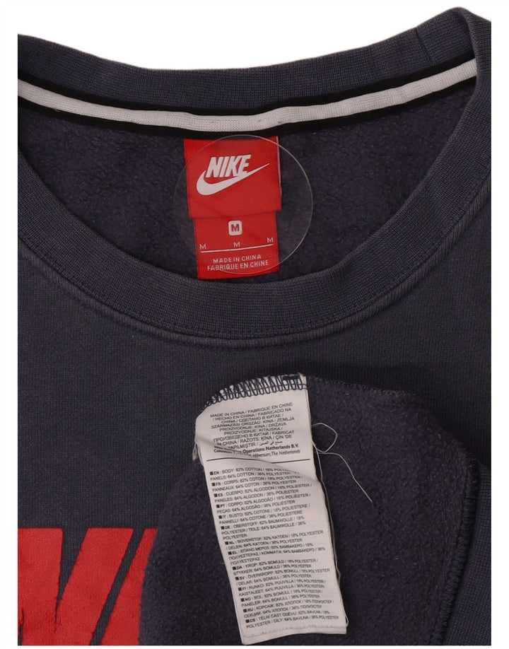 Nike Herre grafisk sweatshirt Jumper Medium Blue Colourblock Bomuld
