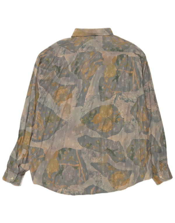 Vintage herre Regular Fit skjorte XL flerfarvet geometrisk viskose