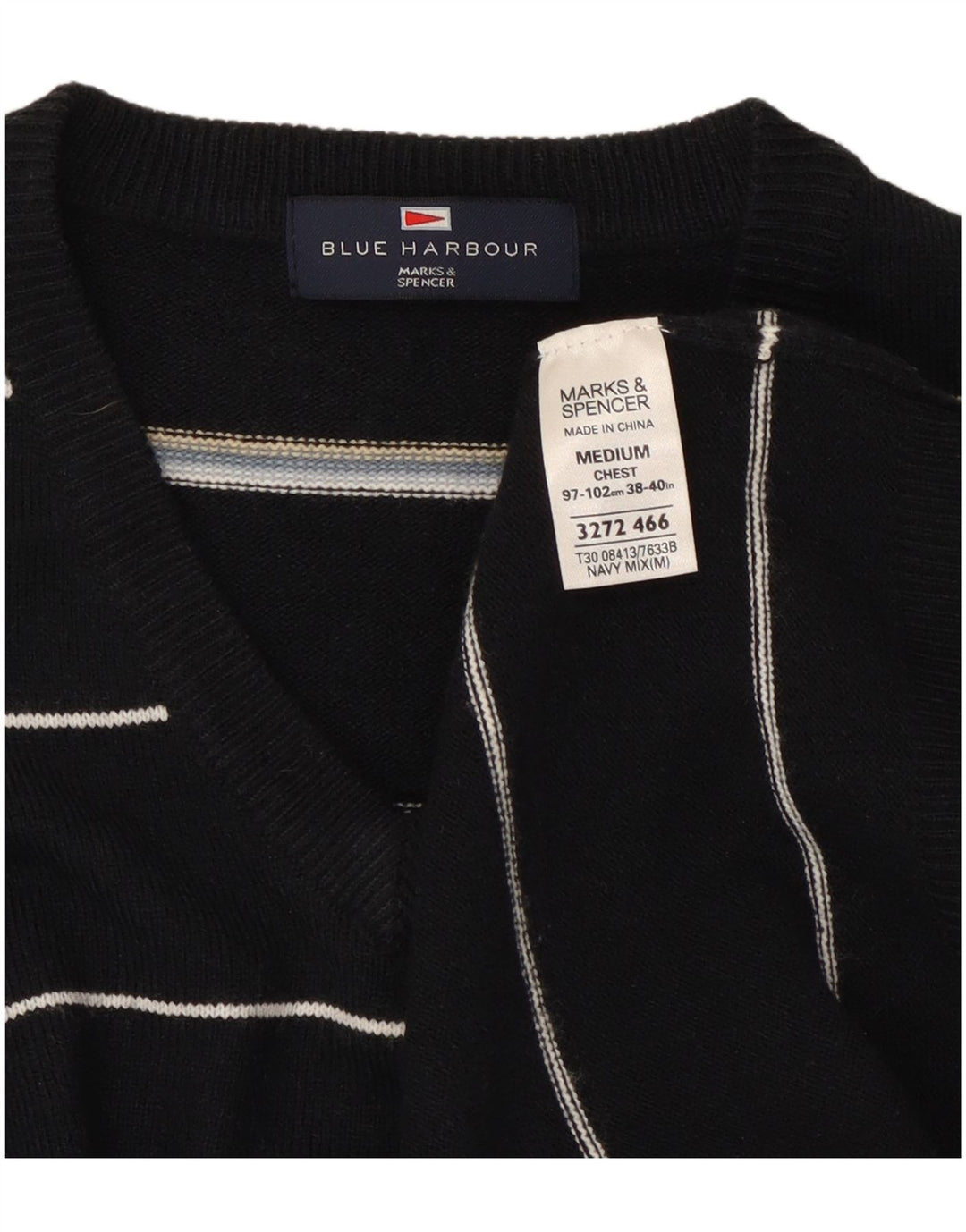 Marks & Spencer Herre Blue Harbor V-hals sweater Medium Navy Blue