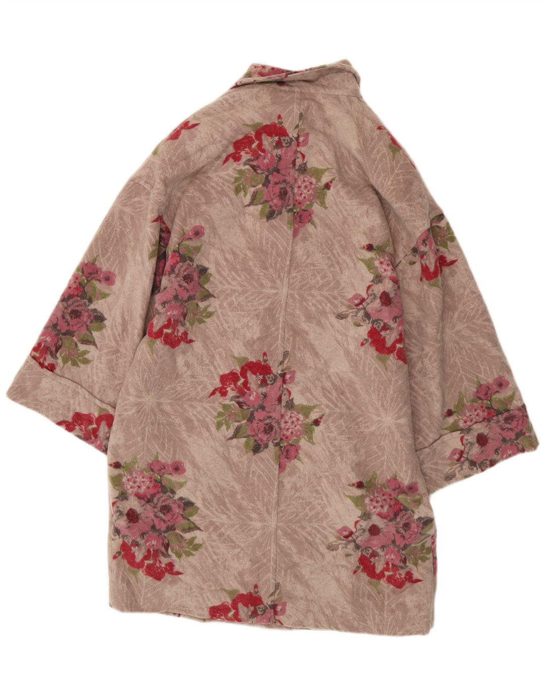 Stefanel Dame Oversized Duffel Coat UK 10 Small Pink Floral Rayon