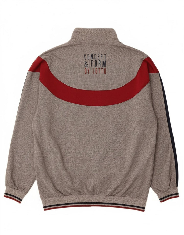 LOTTO Mens Graphic Button Neck Sweatshirt Jumper 2XL Grey Colourblock