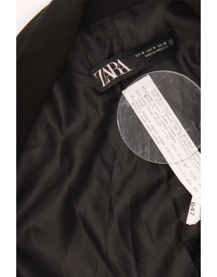 Zara Dame Dobbeltradet Blazer Jacket UK 12 Medium Sort Polyester