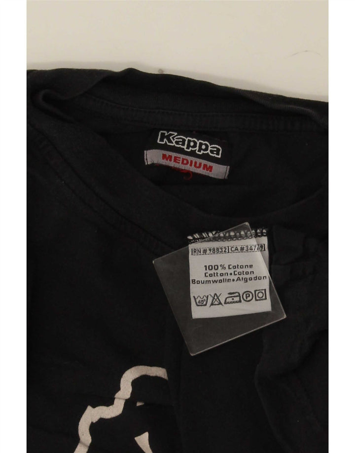 Kappa Herre Grafisk T-Shirt Top Medium Sort Bomuld