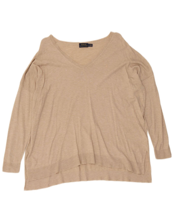 Polo Ralph Lauren Dame Oversized V-hals sweater UK 10 Small Beige