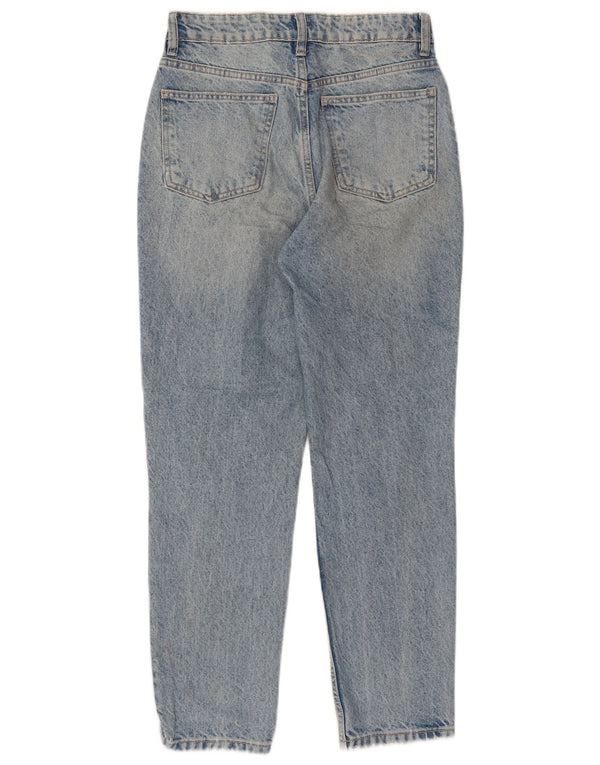 Zara Dame Højtaljede Distressed Tapered Jeans EU 36 XS W26 L27 Blå