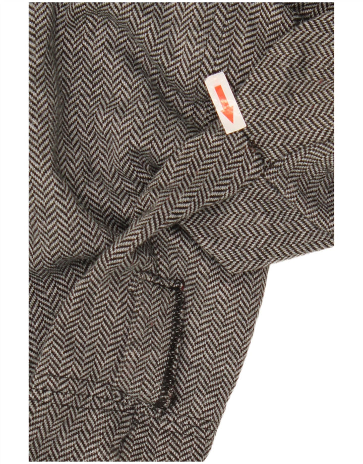 Zara Womens Open Overcoat UK 10 Small Grey Herringbone