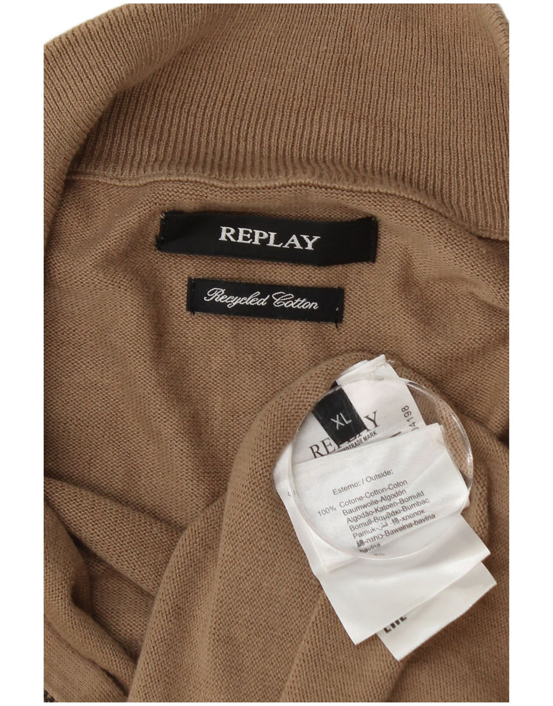 REPLAY Herre Cardigan Sweater XL Beige Bomuld