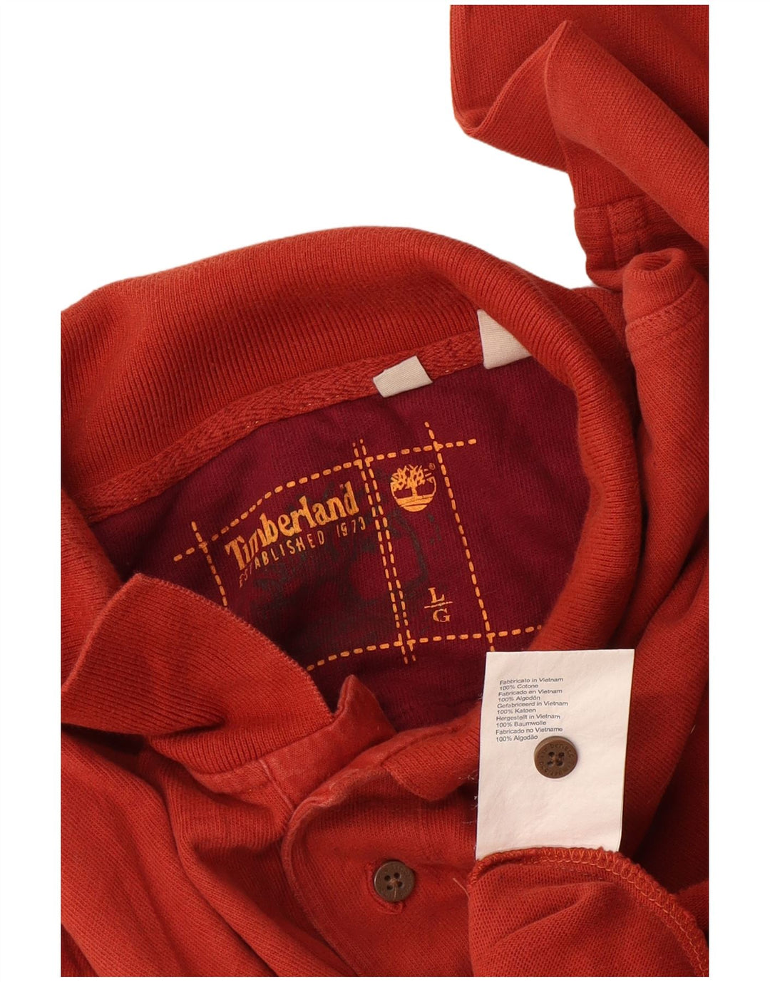 Timberland Langærmet Polo Shirt til mænd Stor orange bomuld