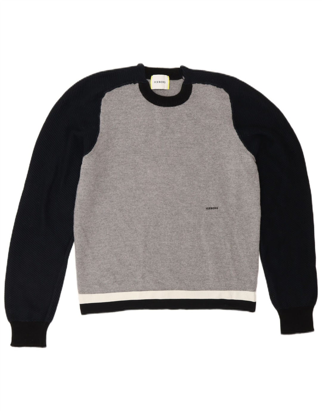 Iceberg Dame Jumper Sweater UK 12 Medium Grey Colourblock Uld