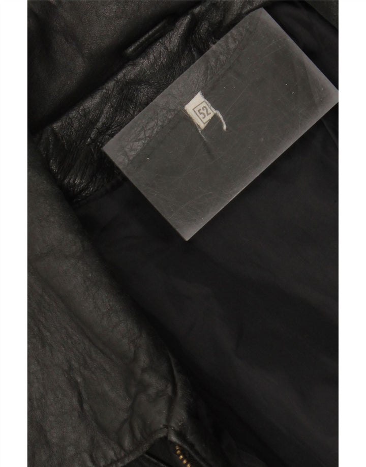VINTAGE Mens Leather Jacket IT 52 XL Black Vintage Vintage and Second-Hand Vintage from Messina Hembry 