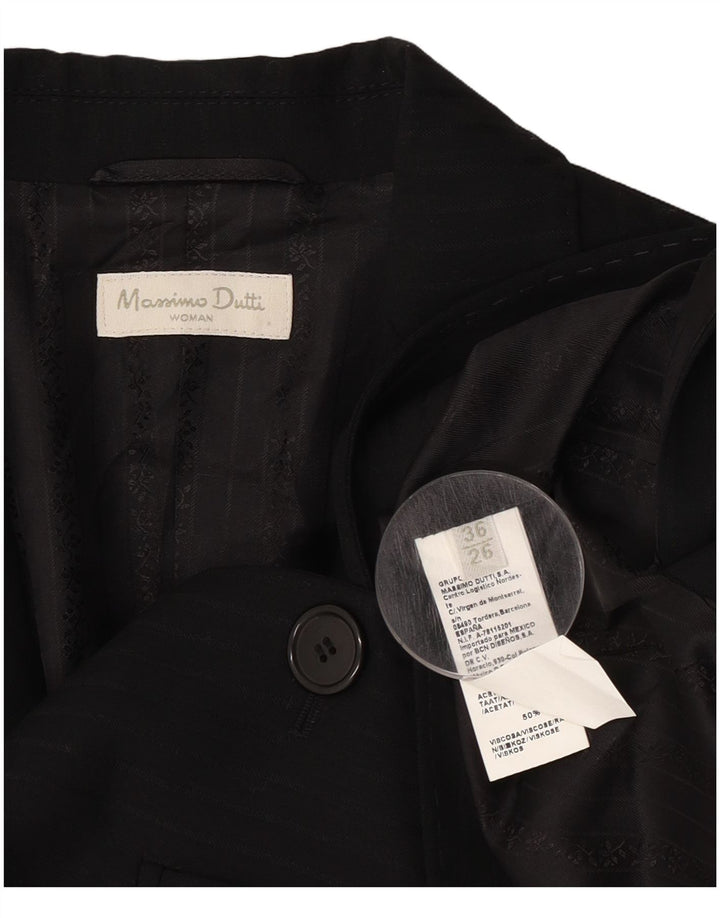 Massimo Dutti Dame 2-knaps blazerjakke EU 36 XS Sort nålestribet uld