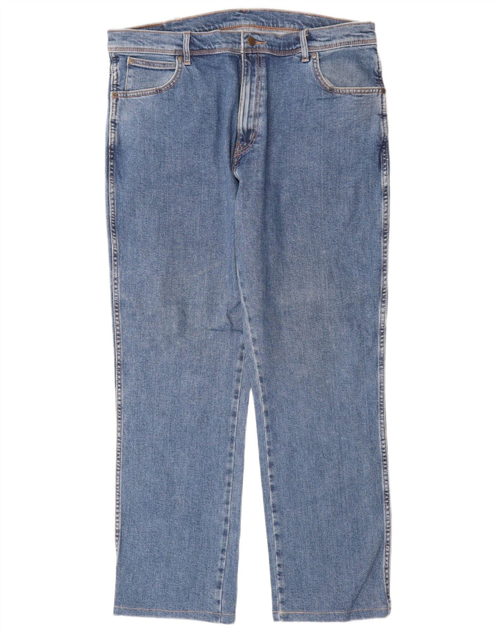 Wrangler Herre Regular Fit Straight Jeans W38 L32 Blå Bomuld
