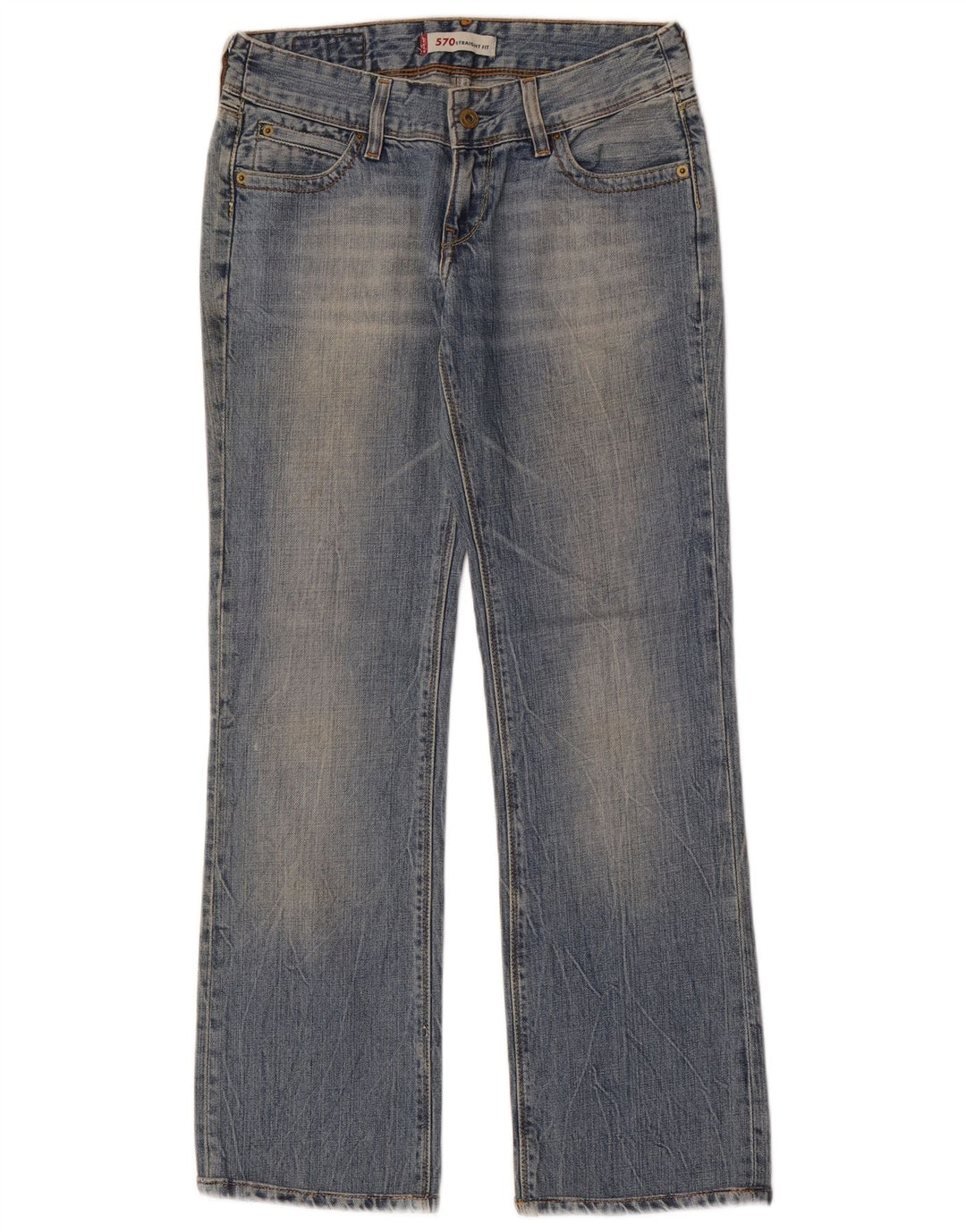 Levi's Dame 570 Straight Jeans W28 L30 Blå Bomuld
