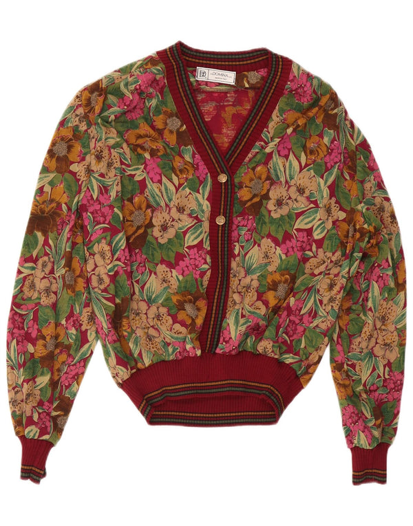 Domina Dame V-hals sweater IT 48 XL Flerfarvet blomsteruld