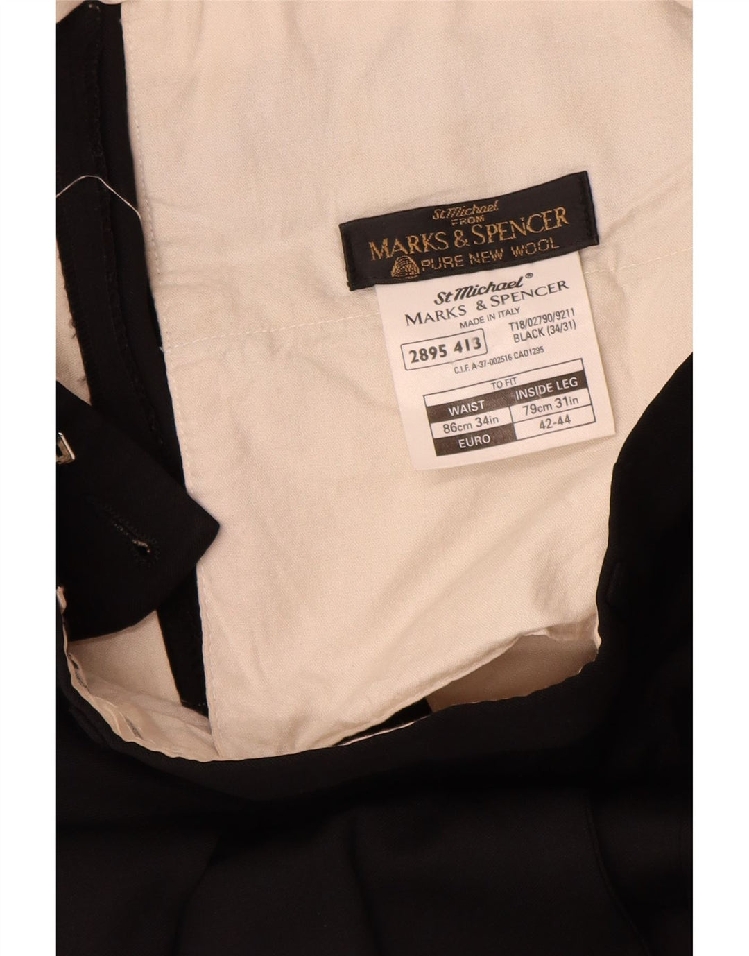 Marks & Spencer Herre Pegged Suit Bukser W34 L31 Sort Uld