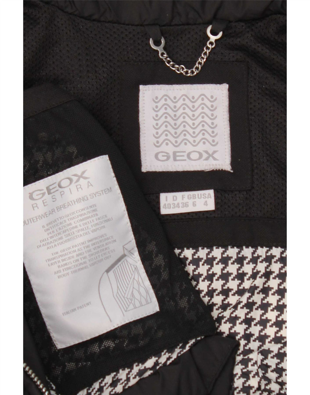 Geox Dame Respira Polstret Jakke UK 6 XS Sort
