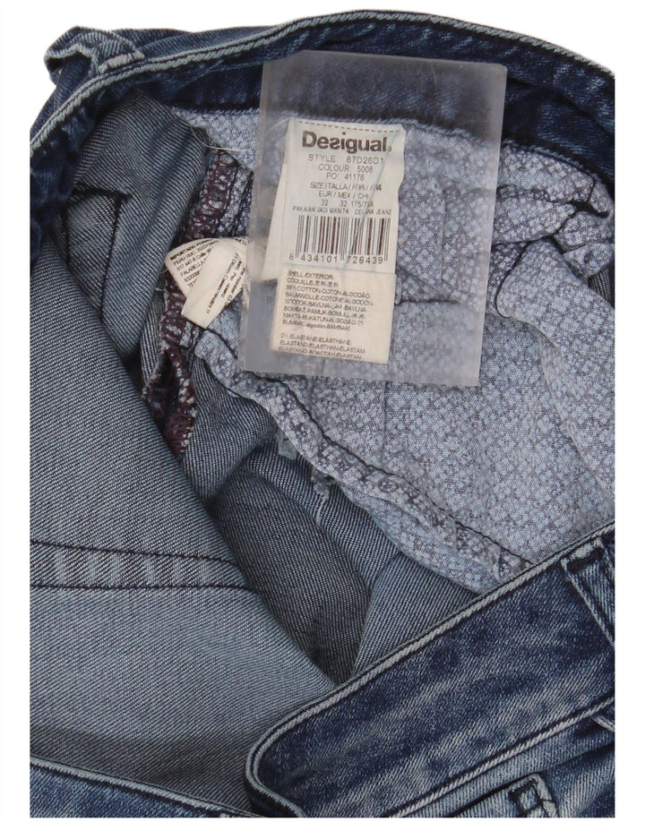 DESIGUAL Dame nødlidende Skinny Jeans W32 L32 Blå Houndstooth Bomuld