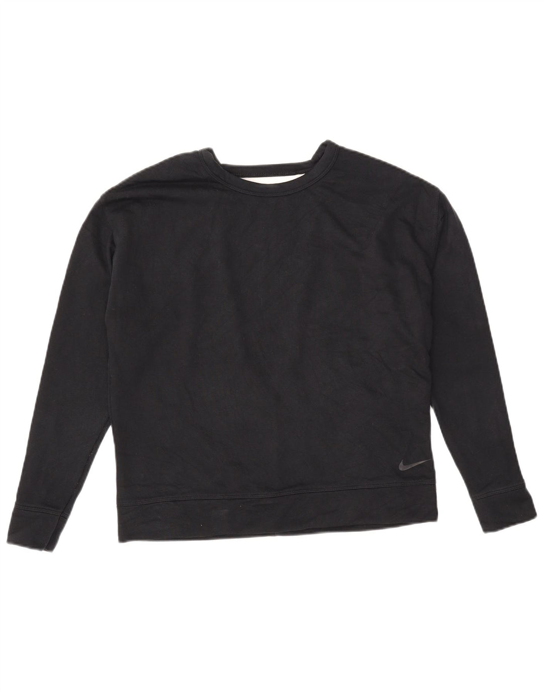 Nike Dame Dri Fit Oversized Sweatshirt Jumper UK 10 Lille sort bomuld