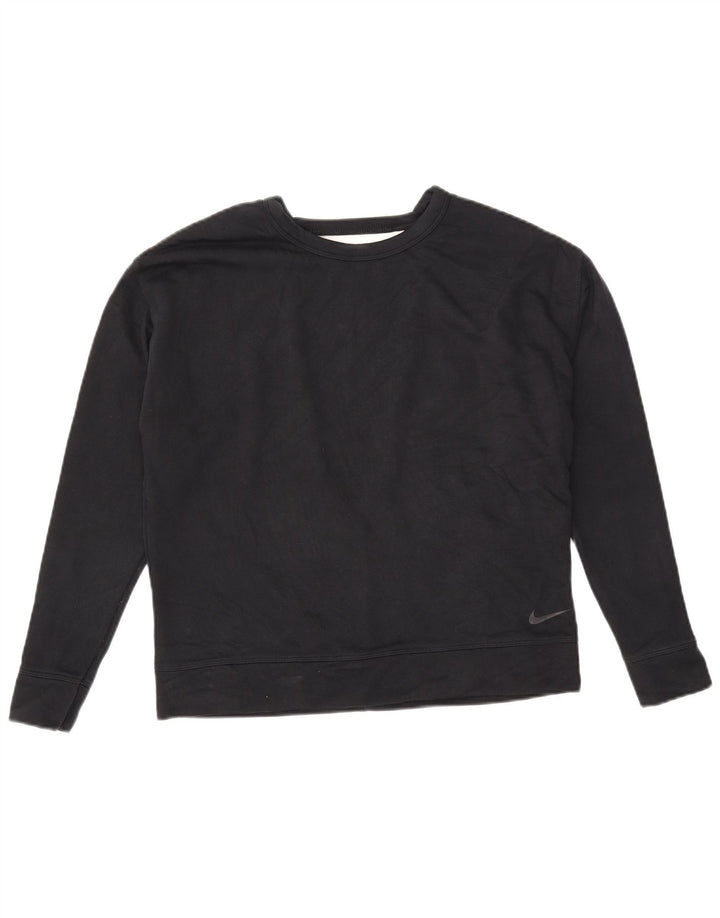 Nike Dame Dri Fit Oversized Sweatshirt Jumper UK 10 Lille sort bomuld