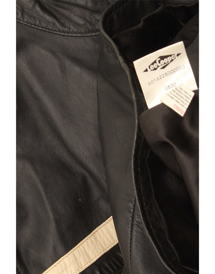 Lee Cooper Herre Læderjakke UK 38 Medium Sort Stribet