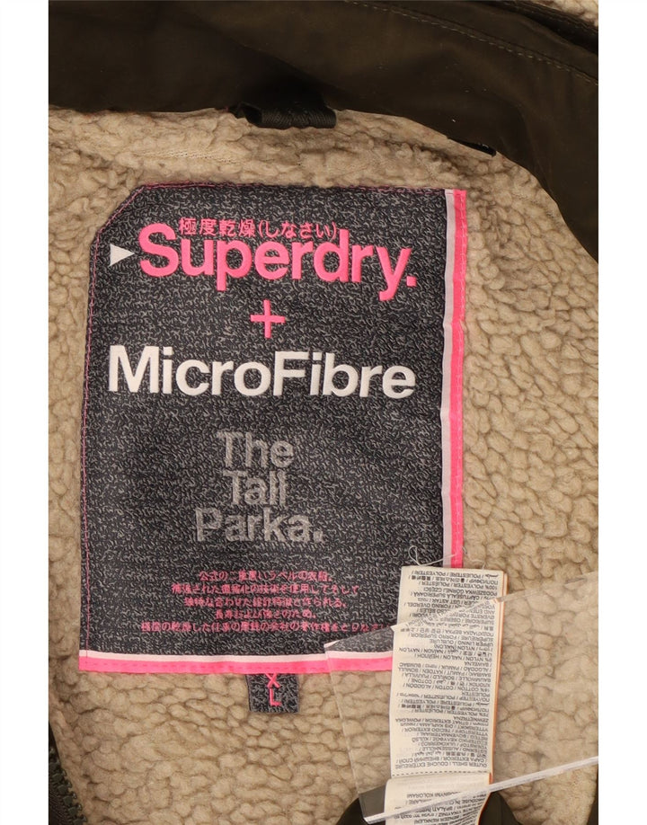 SUPERDRY Parkajakke med hætte til kvinder UK 18 XL Khaki Polyester