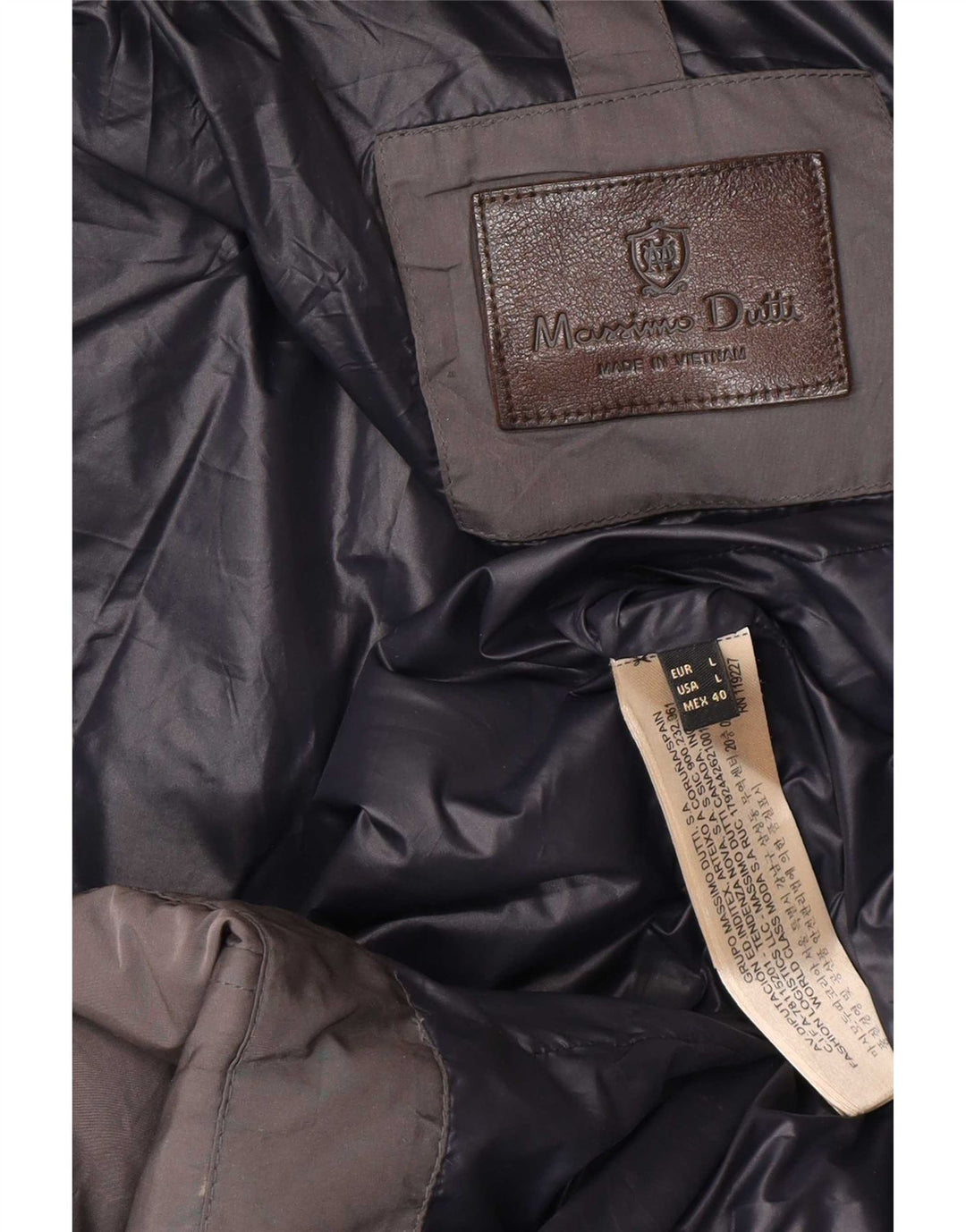 Massimo Dutti Dame Hætte Polstret Frakke UK 40 Large Grå Polyester