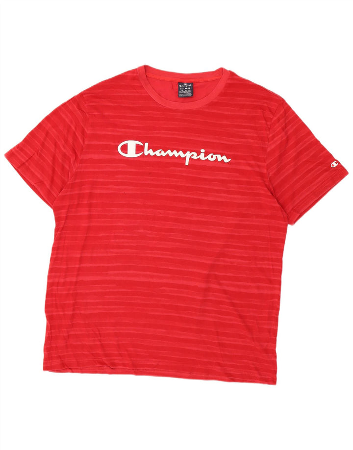 CHAMPION Herre Grafisk T-Shirt Top 3XL Rød Stribet