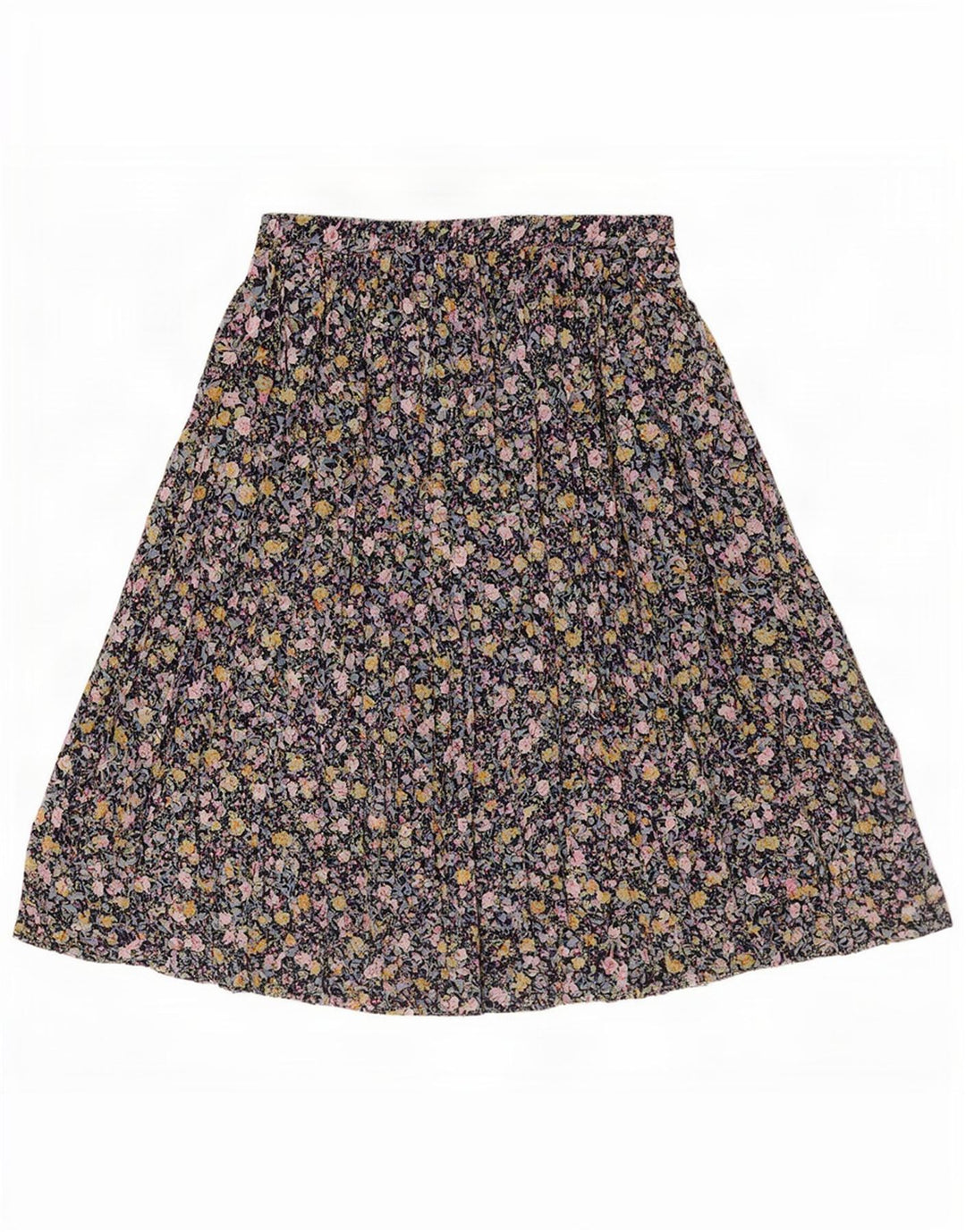 Vintage A-Line nederdel til kvinder W34 Large Navy Blue Floral Polyester