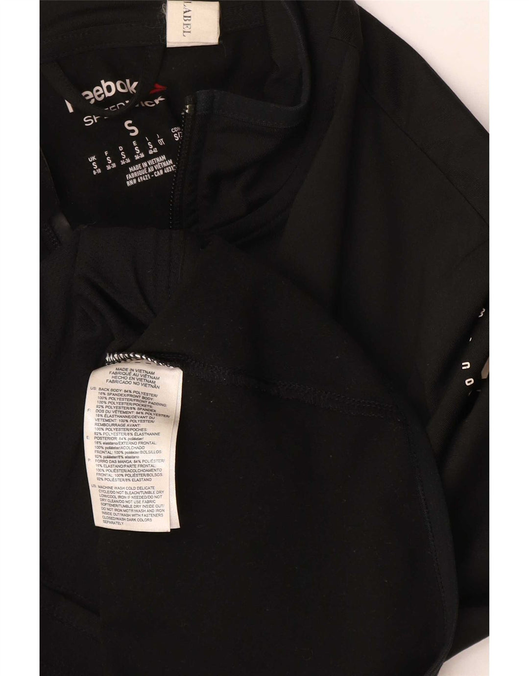Reebok Grafisk træningsdragt topjakke til kvinder UK 8/10 Lille sort polyester