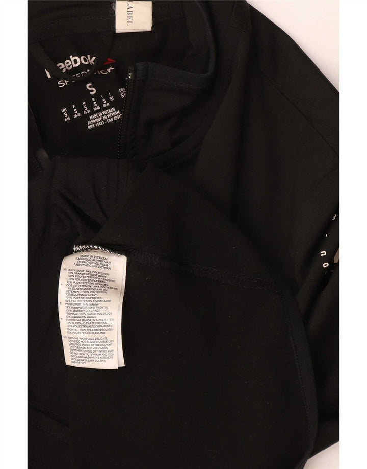 Reebok Grafisk træningsdragt topjakke til kvinder UK 8/10 Lille sort polyester