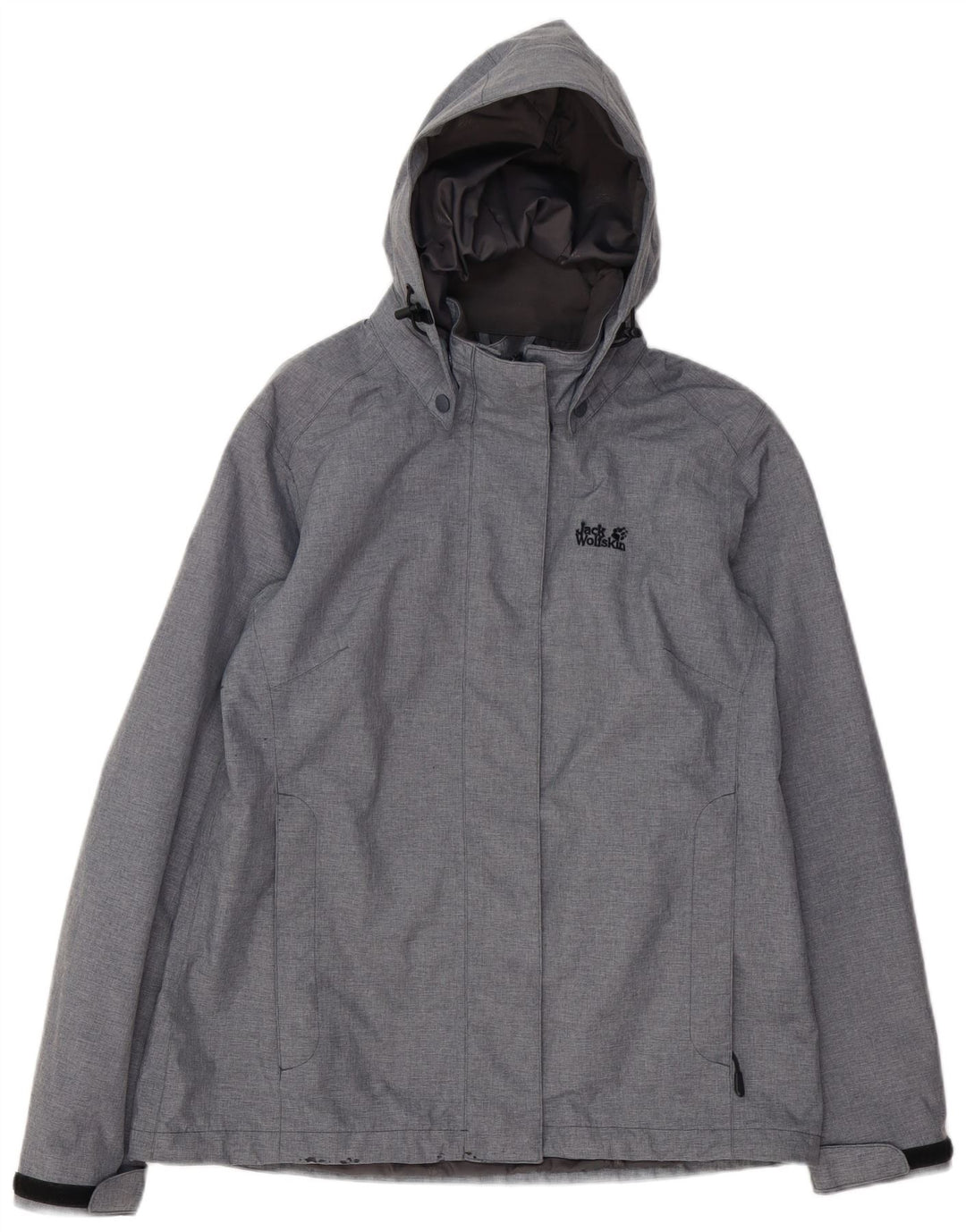 JACK WOLFSKIN Dame Hætte Vandtæt Jakke UK 12 Medium Grå Polyester