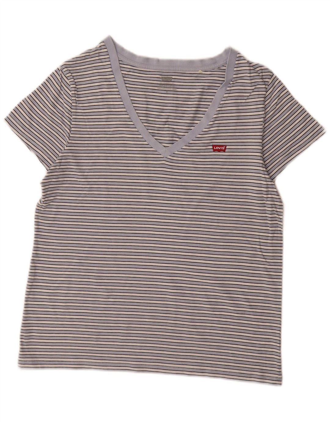 Levi's Dame T-Shirt Top UK 12 Mellem blå stribet