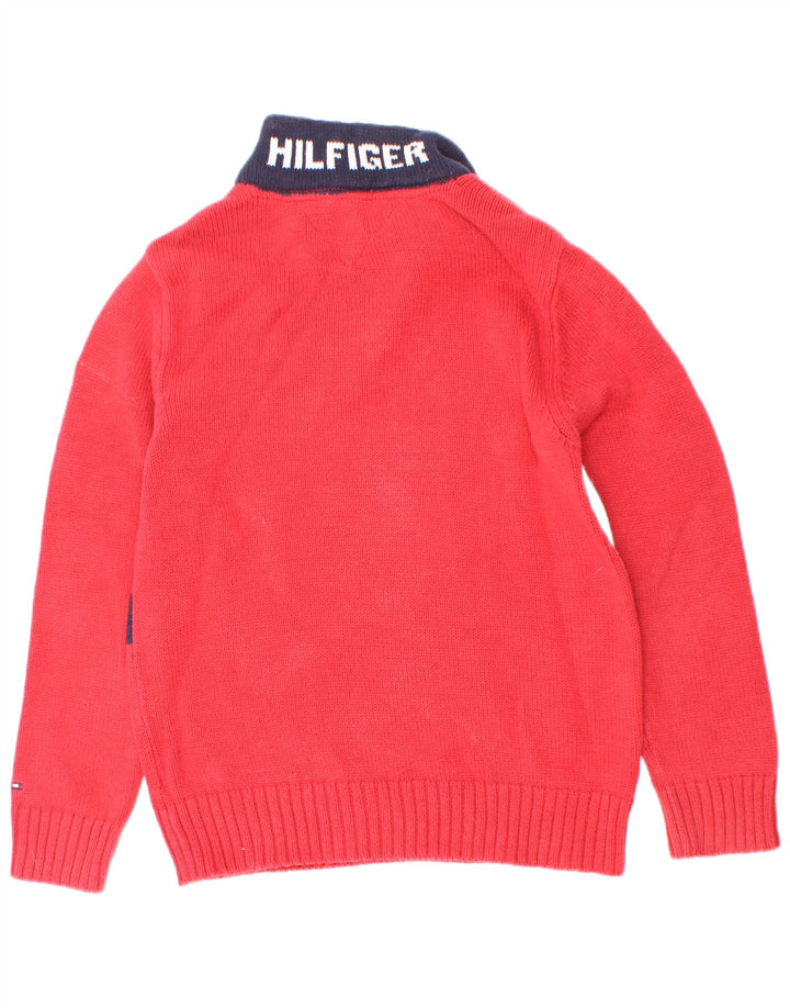 Tommy Hilfiger Boys Zip Neck Sweater 4-5 Years Red Colourblock