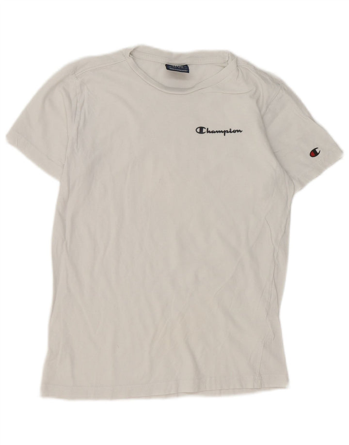 CHAMPION Boys T-Shirt Top 11-12 Years Large White Cotton