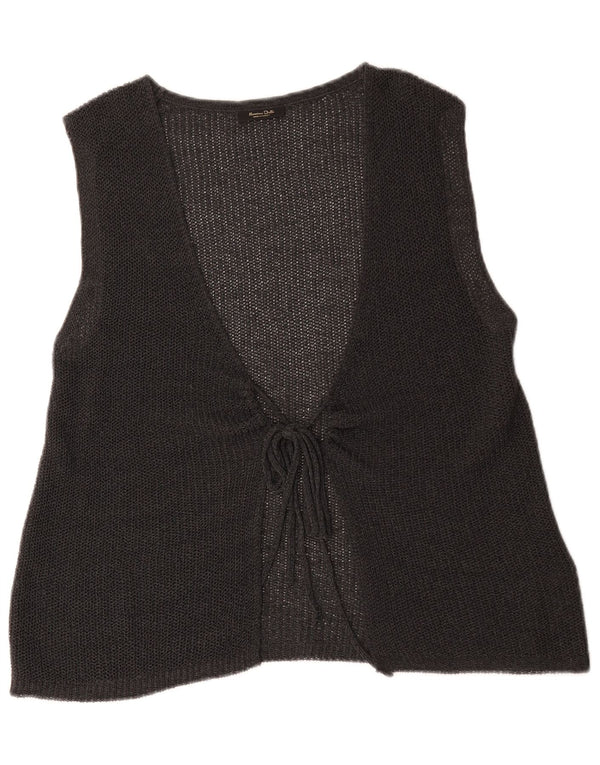 Massimo Dutti Dame Ærmeløs Cardigan Sweater UK 14 Medium Grey