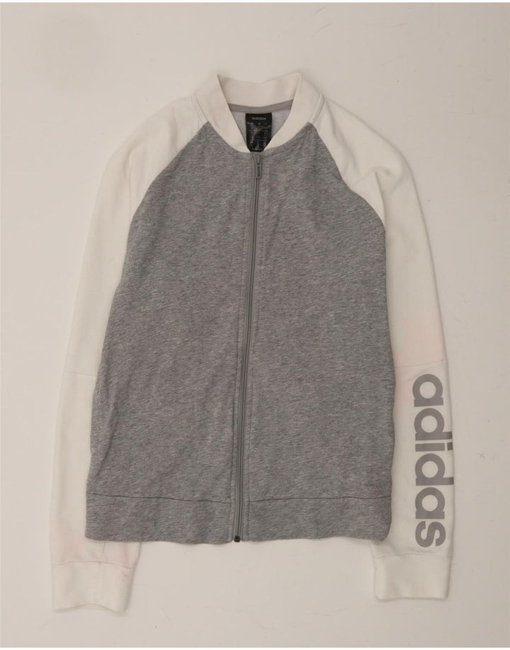 ADIDAS Womens Graphic Tracksuit Top Jacket UK 16/18 Large Grey Colourblock Vintage Adidas and Second-Hand Adidas from Messina Hembry 