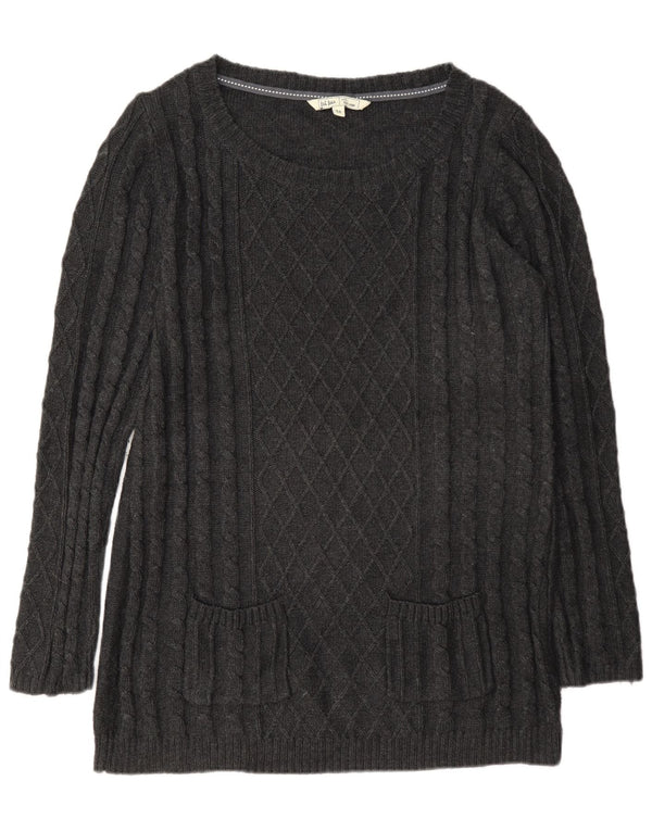 Fat Face Dame Boat Neck Jumper Sweater UK 16 Stor Grå Bomuld