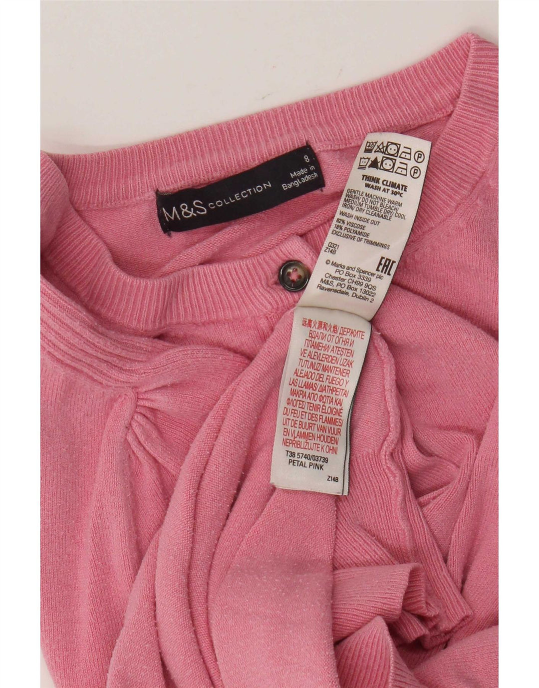 Marks & Spencer Dame Cardigan Sweater UK 8 Small Pink Viscose