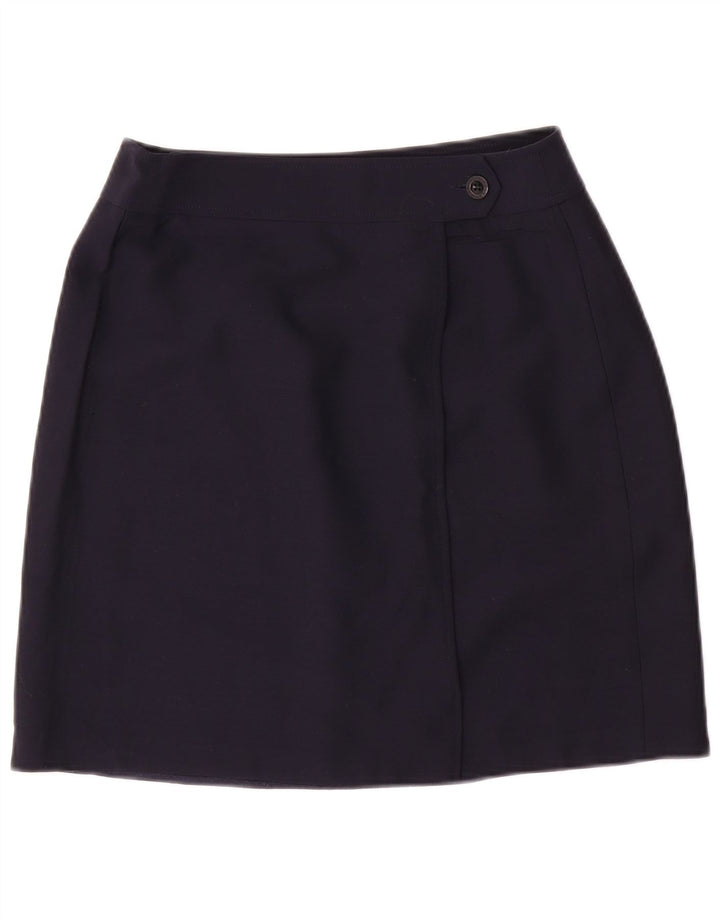 MARINA BABINI Womens Mini Wrap Skirt IT 44 Medium W28  Navy Blue Wool