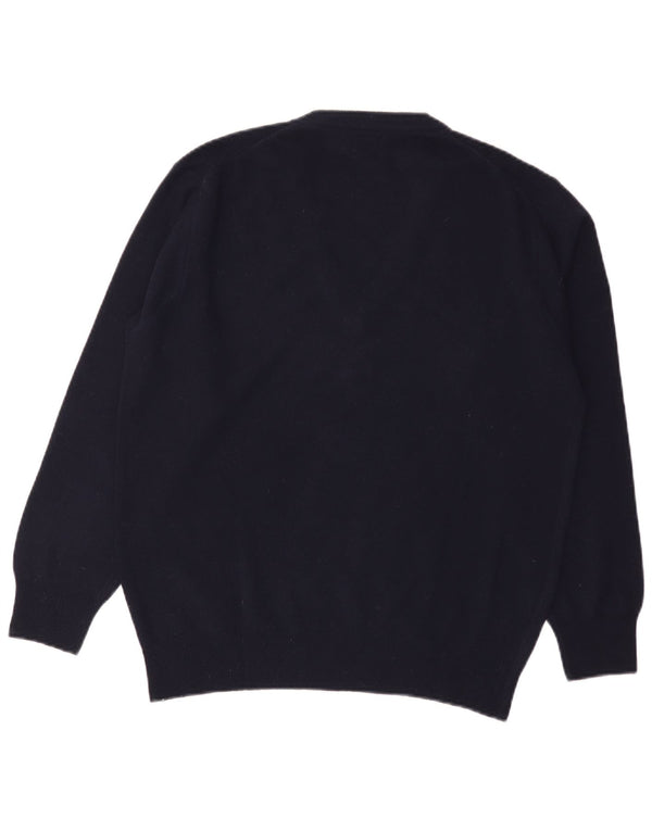 Sisley Herre V-hals sweater Medium Navy Blue Virgin Wool