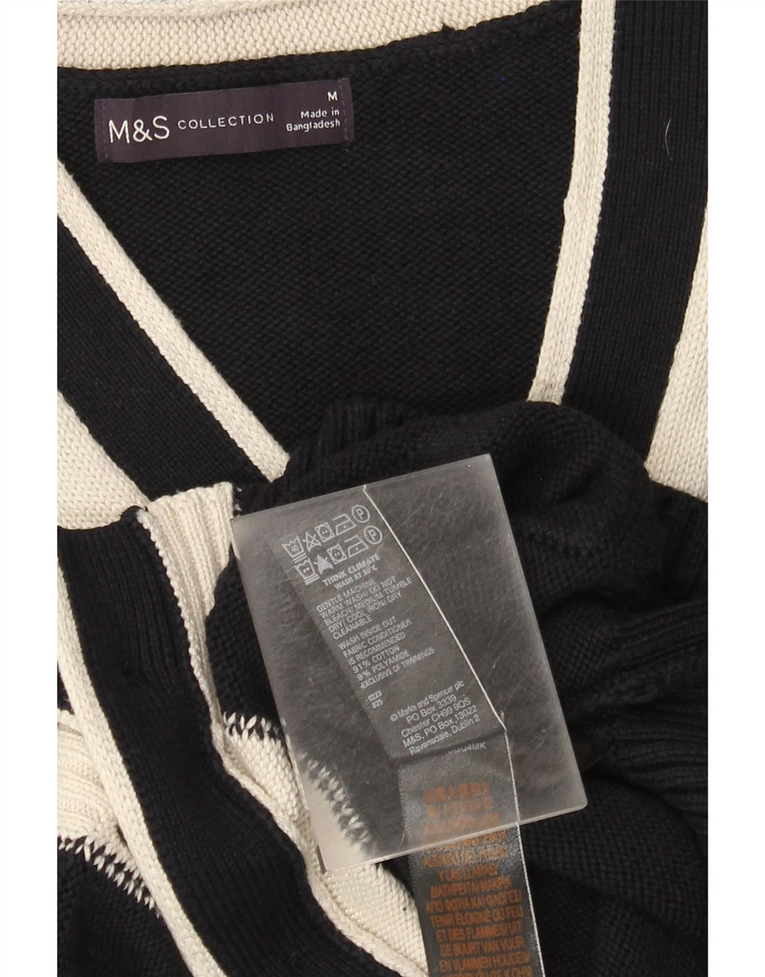 Marks & Spencer Dame Cardigan Sweater UK 14 Medium Navy Blue Colourblock