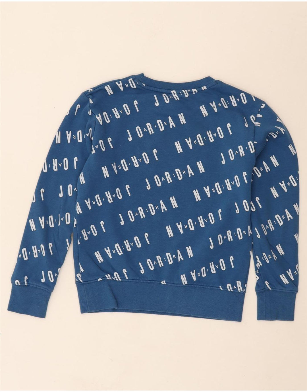 JORDAN Boys Graphic Sweatshirt Jumper 10-11 Years Medium Blue Cotton Vintage Jordan and Second-Hand Jordan from Messina Hembry 