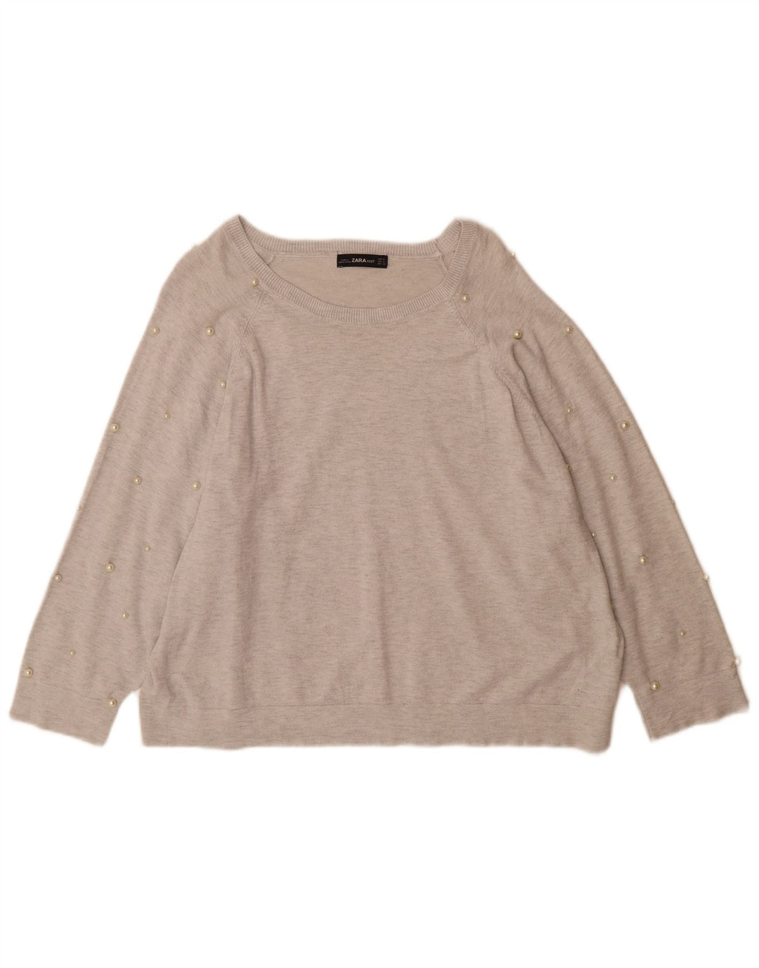 Zara Dame Oversized Boat Neck Jumper Sweater UK 14 Medium Grey Viscose