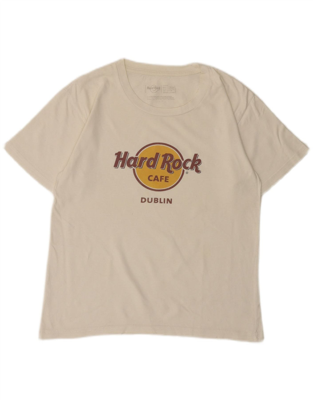 Hard Rock Cafe Dame Dublin Grafisk T-Shirt Top UK 18 XL Hvid Bomuld