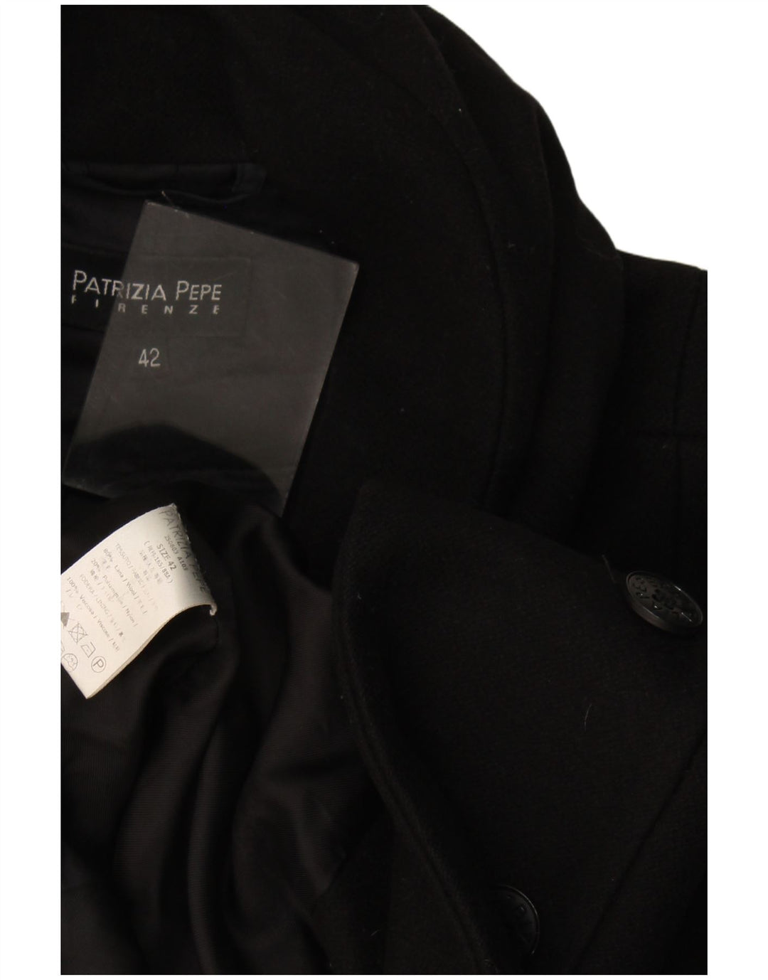 Patrizia Pepe Dame Overfrakke IT 42 Medium Sort Uld