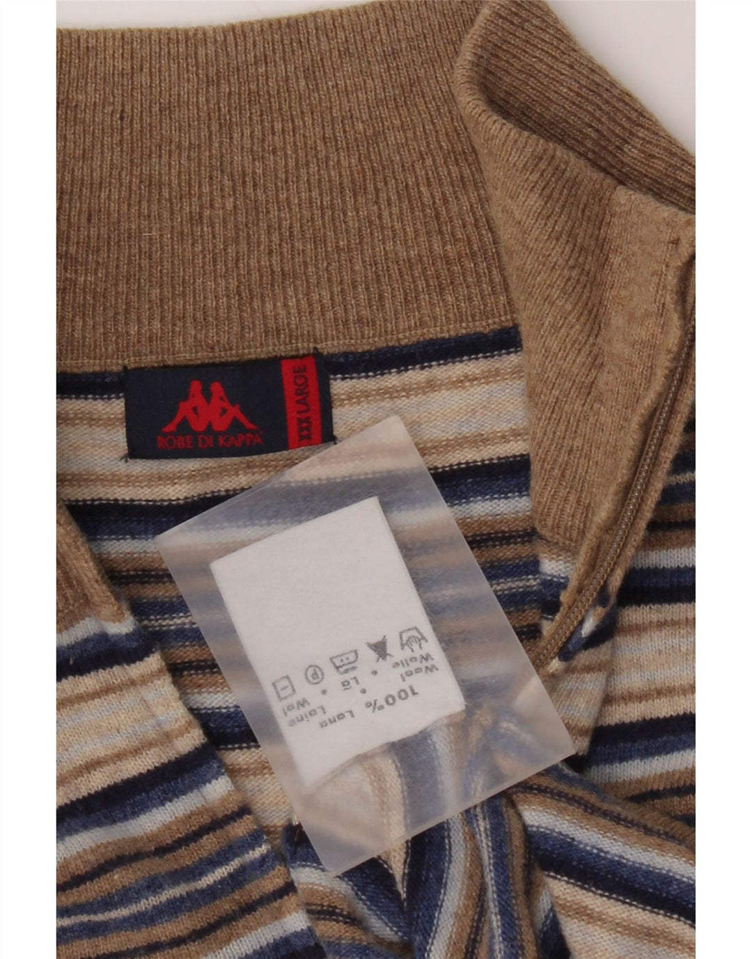 Kappa Herre Zip Neck Jumper Sweater 3XL Flerfarvet Stribet Uld