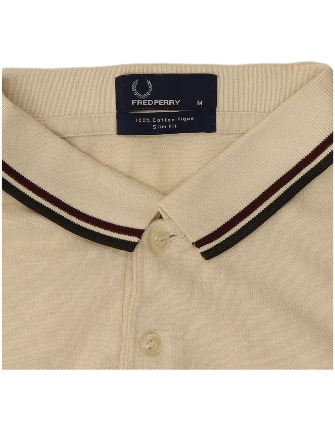 Fred Perry Herre Slim Fit Polo Shirt Medium Off White Bomuld