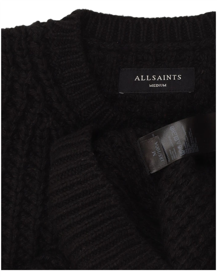 All Saints Herre Crew Neck Jumper Sweater Medium Sort Bomuld