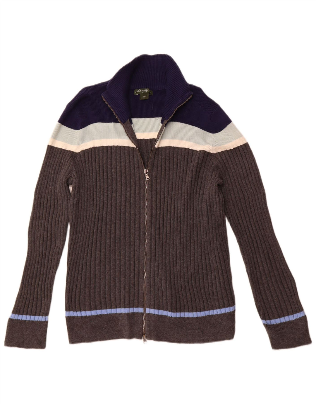 Eddie Bauer Kvinder Høj Cardigan Sweater UK 20 2XL Grå Colourblock Bomuld
